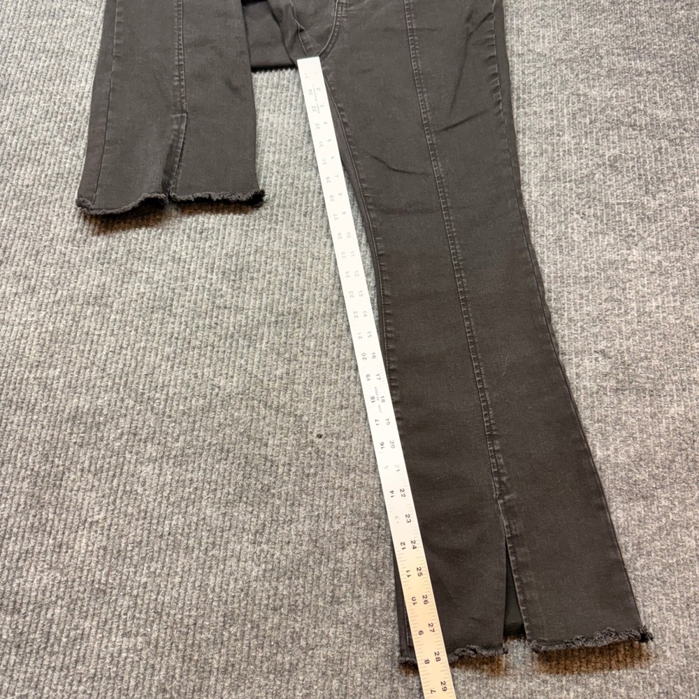 Forever 21 Black Wash Flare Jeans Size 27 High Rise Split Hem Seamed Denim - Picture 5 of 12